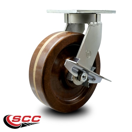 Service Caster 12 Inch Extra Heavy Duty High Temp Phenolic Wheel Swivel Caster with Brake SCC SCC-KP92S1230-PHRHT-SLB